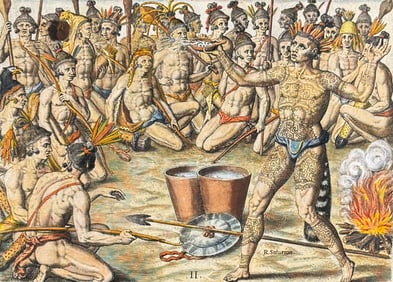 De Bry - Florida - Ceremonies performed by Saturioua before going out to war