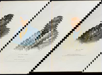 McKenney & Hall, Folio - Pair of Sioux Chief Lithographs: Included in this lot: Waa-Pa-Shaw, A Sioux Chief Little Crow, A Sioux Chief Description of the work: This historic folio, Native American lithograph is from Thomas L. McKenney & James Hall?s History o
