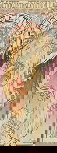Maitres Affiches by Mucha - La Samaritaine: This first edition, folio lithograph after a poster is from Les Maitres de l'Affiche. The work was published by Imprimerie Chaix under the direction of Jules Cheret in Paris between 1896 and 1900. The