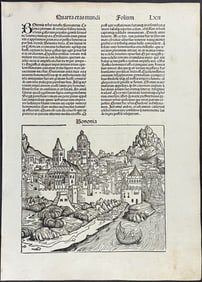 Schedel, pub. 1493 - View of Bologna, Italy, View of Byzantium, & Religious & Historic People