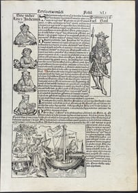 Schedel, pub. 1493 - Circe offering the cup to Ulysses in the Odyssey & Religious & Historic People