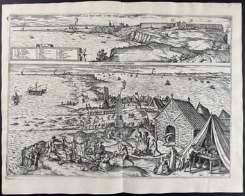 Braun & Hogenberg, pub. 1575 - View of Cadiz, Spain (Columbus's Point of Departure)