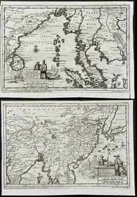 Van der Aa - Pair of Maps with Siam, Malacca, Ceylon, China, Japan, & Korea