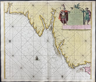 Van Keulen, Rare - Map of the Coast of Guiana