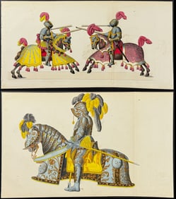 Reibisch - 4 Knights Jousting or Dueling Lithographs