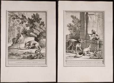 Oudry & La Fontaine - 4 Animal Fable Engravings