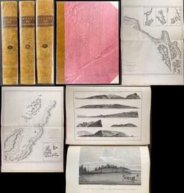 Vancouver's Voyage… - Four Volumes with 18 Scenic or Native American Engravings and 16 Maps or