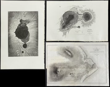 Wilkes - 4 Engravings of Craters in Hawaii or Sandwich Islands