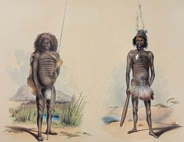 Angas, Australia - Tyilkilli, a young man of the Parnkallah Tribe, Port Lincoln & Mintalta, a man of