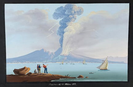 De Vito, Original Painting - Mount Vesuvius Eruption of the 22nd, October 1822 (Eruzione de' 22,
