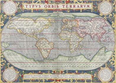 Ortelius, pub. 1613 - Map of the World (Americas, Asia, Africa, Europe)