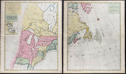 Mortier - Map of Northeast America with New England, Canada, Florida named over Louisiana, Great