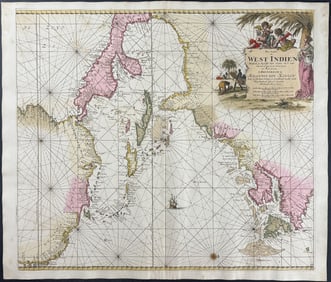Van Keulen, Rare - Map of the West Indies