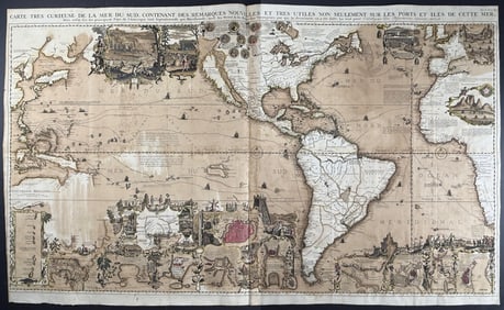 Chatelain - Large Map of Pacific & Americas [Carte tres curieuse de la Mer du Sud ?]