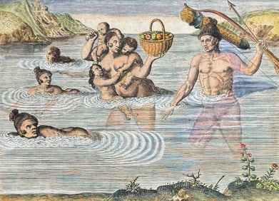 De Bry - Florida - Floridians crossing over to an island to take their pleasure