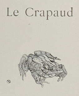 Renard & Toulouse-Lautrec - Crab (Le Crapaud): This lovely illustration from Henri de Toulouse-Lautrec was part of the work from Jules Renard entitled Histoires naturelles. The work was published in Paris by H. Floury in 1899. It is one of only 10