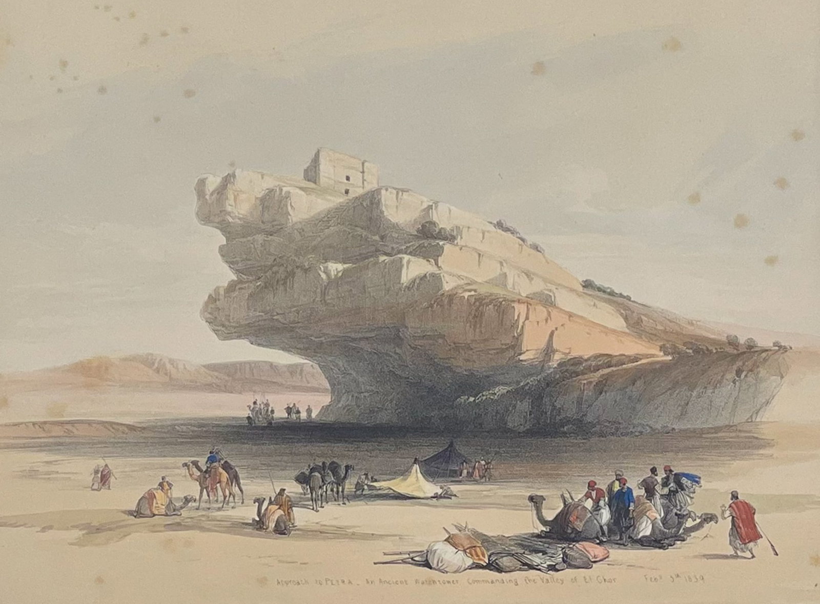 David Roberts, Royal Sub. Ed. - Ancient Watch-Tower, Approach to Petra (1 of 2)