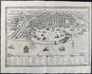 Braun & Hogenberg, pub. 1575 - View of Messina, Sicily