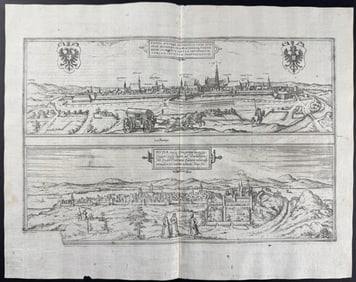 Braun & Hogenberg, pub. 1575 - View of Vienna, Austria & Budapest, Hungary