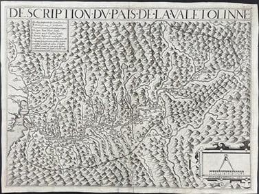 Boisseau, Rare - Map of Valtellina [Description du Pais de la Valetolinne] (Never published in an