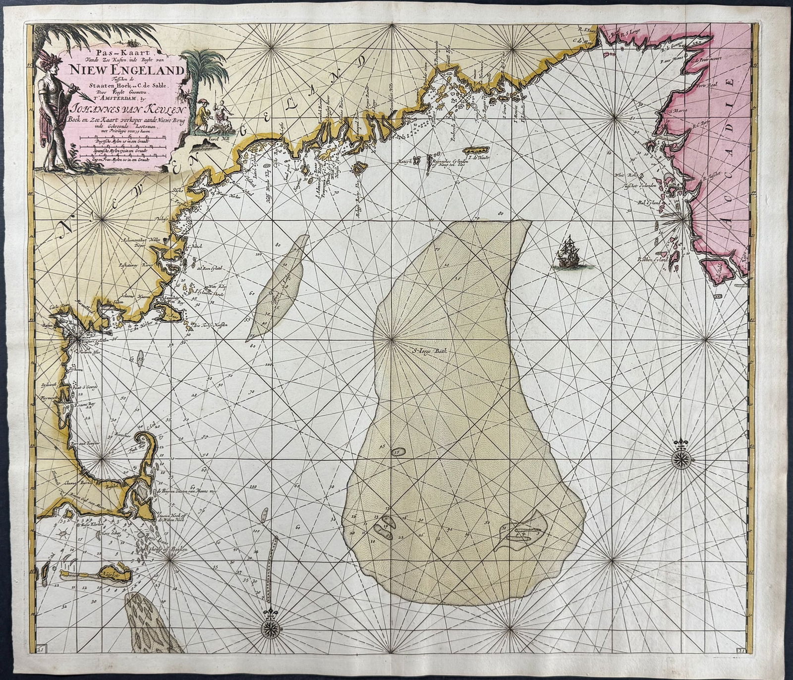 Van Keulen, Rare - Coastal Map of New England (Nantucket to Nova Scotia) (1 of 1)