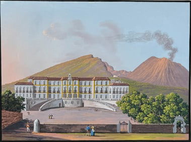 De Vito, Original Painting - Royal Palace of Portici in Naples, Italy [Real Palazzo di Portici]