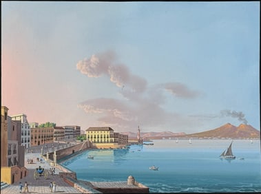 De Vito, Original Painting - Borgo Santa Lucia of Naples, Italy [Santa Lucia a mare]