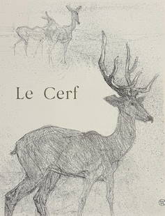 Toulouse-Lautrec & Renard - Deer (Le Cerf): This lovely illustration from Henri de Toulouse-Lautrec was part of the work from Jules Renard entitled Histoires naturelles. The work was published in Paris by H. Floury in 1899. It is one of only 10