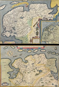 Ortelius - Pair of Maps of Frisia or Friesland (Germany)