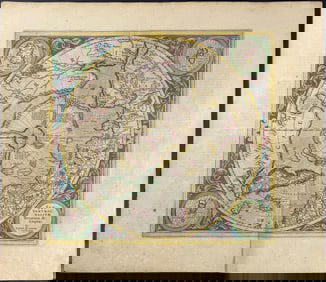 Mercator & Hondius, pub. 1634 - Map of the North Pole / Artic Circle with parts of Asia, Europe, and