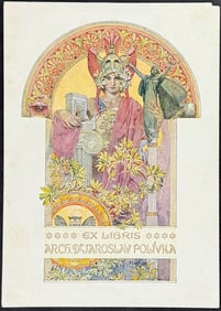 Mucha - Illustration of Woman, Ex Libris Arch. D. Jaroslav Polivka