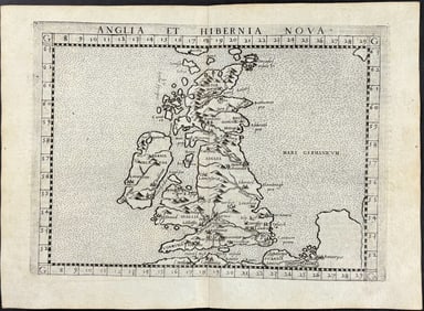 Ziletti's Ptolemy, pub. 1574 - Map of the British Isles (England, Scotland, Ireland)