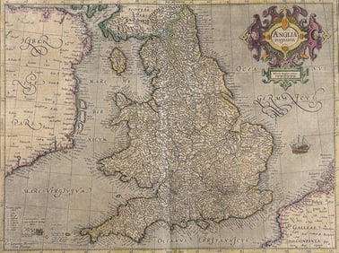 Mercator & Hondius, pub. 1634 - Map of England (with part of Ireland & Scotland)