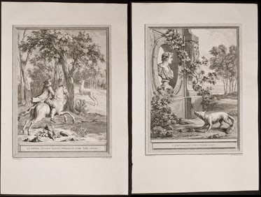 Oudry & La Fontaine - 8 Animal Fable Engravings