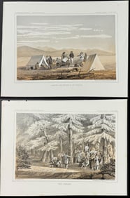 Pacific Railroad Survey - 5 Lithographs of Scenes of Western America or Early Native American Life