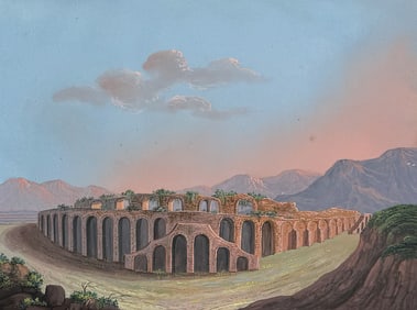 De Vito, Original Painting - View of the Amphitheater in Pompeii (Veduta dell'Anfiteatro a Pompeo)