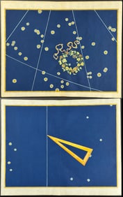 Bayer - Pair of Constellation Charts: Corona Borealis, Crown & Triangulum, the Triangle