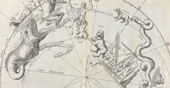 Lubieniecki - Constellation or Celestial Chart with Comets (Aries, Balaena, Taurus, Orion, Hydra,