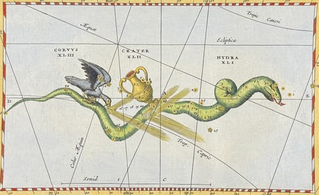 Lubieniecki - Celestial or Constellation Chart & Comets: Hydra, Crow, Crater. 16