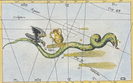 Lubieniecki - Celestial or Constellation Chart, Charting Parth of Comets: Hydra, Crow, Crater. 17