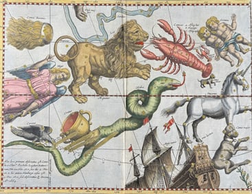 Lubieniecki - Celestial or Constellation Chart: Leo, Cancer, Germini, Unicorn, Hydra, Argo navis