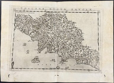 Ziletti's Ptolemy, pub. 1574 - Map of Tuscany, Italy