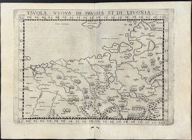 Ziletti's Ptolemy, pub. 1574 - Map of Prussia & Livonia