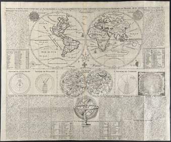 Chatelain - Map of the World with Scientific Diagrams, Celestial Map, Armillary Sphere