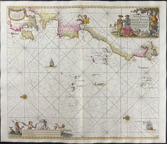 Van Keulen, Rare - Map of the Atlantic Ocean (Entire Western Shipping Industry) (West Coast of