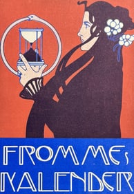 Die Flache - Woman with Hourglass - Art Pochoir Illustration by Prof. Kolo Moser