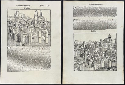 Schedel, pub. 1493 - Pair of Views of France