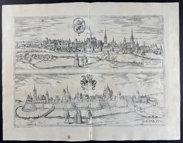 Braun & Hogenberg, pub. 1575 - Views of Poland: Nysa, Legnica