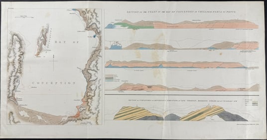 Beechey - Map of the Bay of Conception, Section of the Coast of the Bay of Conception in Chili..