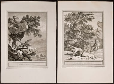 Oudry & La Fontaine - 8 Animal Fable Engravings